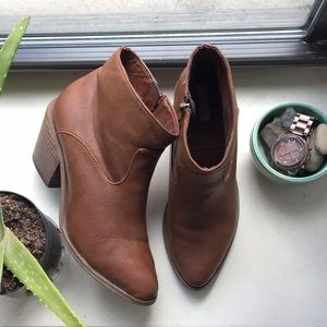 Ecote Vegan Leather Brown Western Style Booties